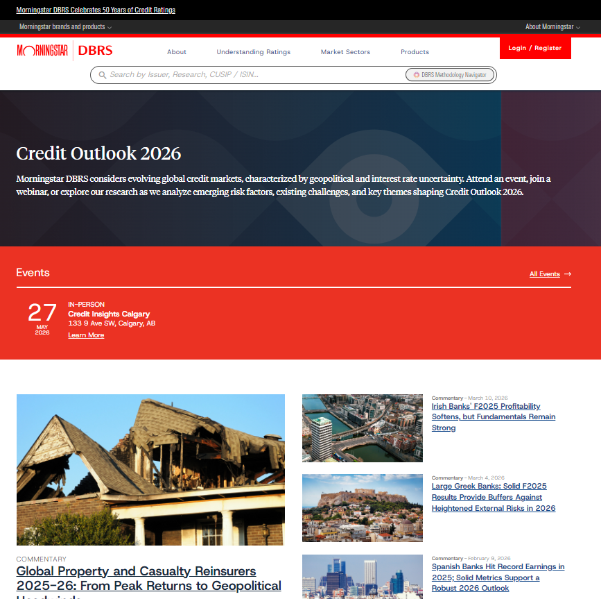 DBRS Morningstar COVID-response microsite with custom content modules and campaign layout